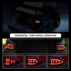 NOKINS LED Light Kit for Club Car Precedent | Deluxe Headlight, Low/High Beam | QC3.0 USB, Scanning Turn Signals | 20A DC Converter