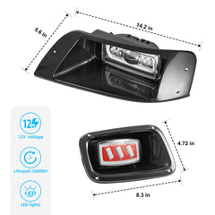 NOKINS Deluxe Plus LED Light Kit | Fits EZGO TXT 1996-2013 (Gas/Electric) | 20A DC Converter, USB, Low/High Beam, DRL, Brake Switch