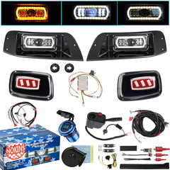 NOKINS Deluxe Plus LED Light Kit | Fits EZGO TXT 1996-2013 (Gas/Electric) | 20A DC Converter, USB, Low/High Beam, DRL, Brake Switch