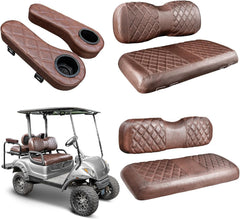 NOKINS Golf Cart Seat Covers for YAMAHA/G29/Drive2, Vinyl Front&Rear Seat Cover with Flip-Up Armrests kit, with Cup Holder, for 1" Square Tube