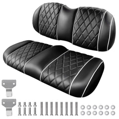 NOKINS Golf Cart Front Seat Kit | Fits Club Car Precedent 2012+/Tempo/Onward | Seat Back & Bottom, Black&White Piping