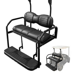 NOKINS Golf Cart Premium Rear Seat Kit, Back Flip Seat for Club Car Precedent/Tempo/Onward 2004-Up, 1.25-Inch Square Steel Frame, Integrated Seat Belt Mounts, UV-Resistant(Black)