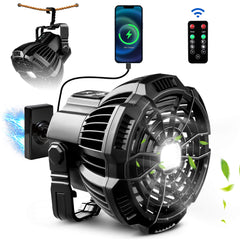 NOKINS Rechargeable Golf Cart Fan | Magnetic Base, Remote Control | Adjustable LED Light | Fits Club Car/EZGO/Yamaha (Black)