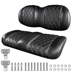 NOKINS Golf Cart Front Seat Kit | Fits Club Car Precedent 2012+/Tempo/Onward | Seat Back & Bottom, Black&Black Piping