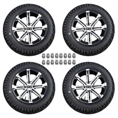 NOKINS 14" Golf Cart Tires & Wheels Set | 23/10.5-14, 4-Pack | Fits Club Car/EZGO/Yamaha | All-Weather, Wheel Covers & Lug Nuts