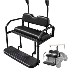 NOKINS Golf Cart Black Rear Flip Seat Kit for Club Car Precedent/Tempo/Onward 2004-Up | 1.25 Inch Steel Frame