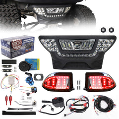 NOKINS LED Light Kit for Club Car Precedent | Deluxe Headlight, Low/High Beam | QC3.0 USB, Scanning Turn Signals | 20A DC Converter