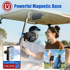 NOKINS Rechargeable Golf Cart Fan | Magnetic Base, Remote Control | Adjustable LED Light | Fits Club Car/EZGO/Yamaha (Black)