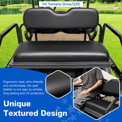 NOKINS Golf Cart Rear Seat Kit, Back Flip Seat for Yamaha Drive/G29, 1.25-Inch Square Steel Frame, Integrated Seat Belt Mounts, UV-Resistant, High-Density Foam Padding(Black)