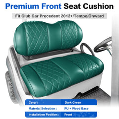NOKINS Golf Cart Front Seat Kit | Fits Club Car Precedent 2012+/Tempo/Onward | Seat Back & Bottom, Dark Green