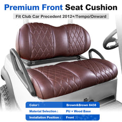NOKINS Golf Cart Seat Kit Fit Club Car Precedent 2012+/Tempo/Onward, Premium Front Seat Cushion Including Seat Back&Bottom Assembly(Brown&Brown 8438)