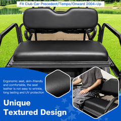 NOKINS Golf Cart Rear Seat Kit, Back Flip Seat for Club Car Precedent/Tempo/Onward 2004-Up, 1.25-Inch Square Steel Frame, Integrated Seat Belt Mounts, UV-Resistant, High-Density Foam Padding(Black)