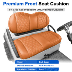 NOKINS Golf Cart Front Seat Kit | Fits Club Car Precedent 2012+/Tempo/Onward | Seat Back & Bottom, All Brown