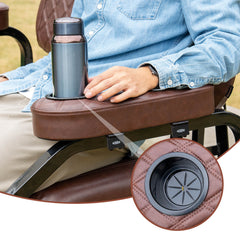 NOKINS Flip Hinged Rear Armrest with Cup Holder | No Drilling | Fits 1" Square Tube, EZGO/Club Car/Yamaha | Brown&Brown 8438