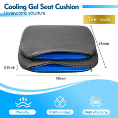NOKINS Thick Gel Golf Cart Seat Cushion | 2-Pack, Blue | Honeycomb Breathable | Fits EZGO TXT/RXV/Club Car DS/Precedent/Yamaha