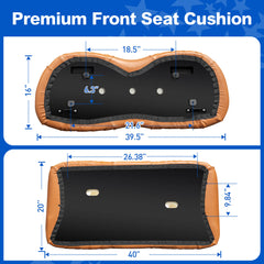 NOKINS Golf Cart Front Seat Kit | Fits Club Car Precedent 2012+/Tempo/Onward | Seat Back & Bottom, All Brown