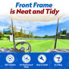 NOKINS 2-in-1 Golf Cart Side Mirrors & Phone Holder | No Drilling | Fits Club Car, EZGO TXT RXV, Yamaha | 0.75"/1"/1.25" Square Tube | 180° Adjustable