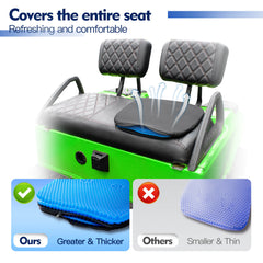 NOKINS Golf Cart Soft Gel Seat Cushion | Fits EZGO TXT/RXV, Club Car DS/Precedent, Yamaha | Thick, Breathable Honeycomb Design | Non-Slip Cover, Storage Bag (Blue, 1 PCS)
