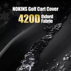 NOKINS 420D Waterproof Golf Cart Cover | 2+2 Seater | Fits Yamaha Drive/Drive 2 | Windproof, Double Zipper Doors, Black