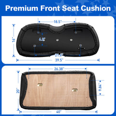 NOKINS Golf Cart Front Seat Kit | Fits Club Car Precedent 2012+/Tempo/Onward | Seat Back & Bottom, Black&Black Piping