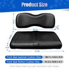 NOKINS Golf Cart Front Seat Cushion Kit | Fits Yamaha G29-2/Drive2 2017+, Black