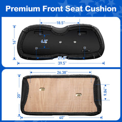 NOKINS Golf Cart Front Seat Kit | Fits Club Car Precedent 2012+/Tempo/Onward | Seat Back & Bottom, Black&White Piping
