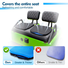 NOKINS Thick Gel Golf Cart Seat Cushion | 2-Pack, Blue | Honeycomb Breathable | Fits EZGO TXT/RXV/Club Car DS/Precedent/Yamaha