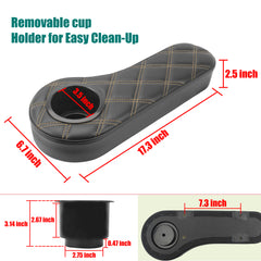 NOKINS Golf Cart Armrest with Cup Holder | No Drilling, Stainless Steel | Fits 1" Square Tube, EZGO/Club Car/Yamaha | Diamond Black