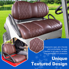 NOKINS Golf Cart Seat Kit Fit Club Car Precedent 2012+/Tempo/Onward, Premium Front Seat Cushion Including Seat Back&Bottom Assembly(Brown&Brown 8438)