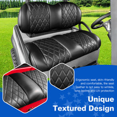 NOKINS Golf Cart Front Seat Kit | Fits Club Car Precedent 2012+/Tempo/Onward | Seat Back & Bottom, Black&Black Piping