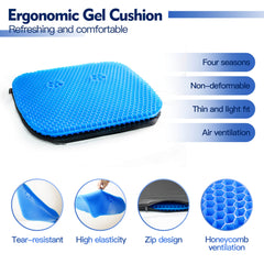 NOKINS Golf Cart Soft Gel Seat Cushion | Fits EZGO TXT/RXV, Club Car DS/Precedent, Yamaha | Thick, Breathable Honeycomb Design | Non-Slip Cover, Storage Bag (Blue, 1 PCS)