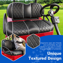 NOKINS Golf Cart Front Seat Kit | Fits Club Car Precedent 2012+/Tempo/Onward | Seat Back & Bottom, Black&White Piping