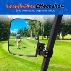 NOKINS No-Drilling Golf Cart Side Mirrors | Folding, 180° Adjustable HD Glass | Fits Club Car, EZGO TXT/RXV, Yamaha | 0.75"/1"/1.25" Square Tubes