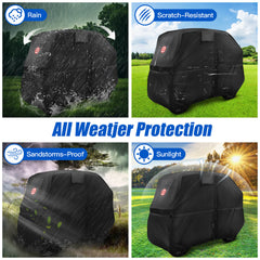 NOKINS 420D Waterproof Golf Cart Cover | 2+2 Seater | Fits EZGO/Club Car | Windproof, Double Zipper Doors, Black