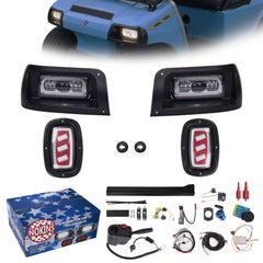 NOKINS Deluxe Plus LED Light Kit | Fits Club Car DS 1993-UP (Gas/Electric) | 20A DC Converter, USB, Low