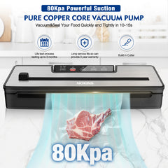 NOKINS Vacuum Sealer Machine, Silver with Suction Power Automatic Options