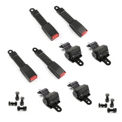 NOKINS 4-Piece Retractable Golf Cart Seat Belt Kit | Stainless Steel Brackets, Fits EZGO/Yamaha/Club Car
