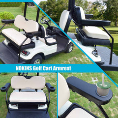 NOKINS No-Drill Golf Cart Armrest with Cup Holder | Sturdy Support Frame | Fits 1-1/4" Round Tube, Most Carts