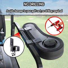 NOKINS No-Drill Golf Cart Armrest with Cup Holder | Conjoined Support, Sturdy Anti-Tilt | Fits Club Car/EZGO/Yamaha Rear Flip Seat Kits (Black)