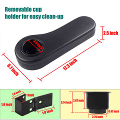 NOKINS No-Drill Golf Cart Armrest with Cup Holder | Conjoined Support, Sturdy Anti-Tilt | Fits Club Car/EZGO/Yamaha Rear Flip Seat Kits (Black)