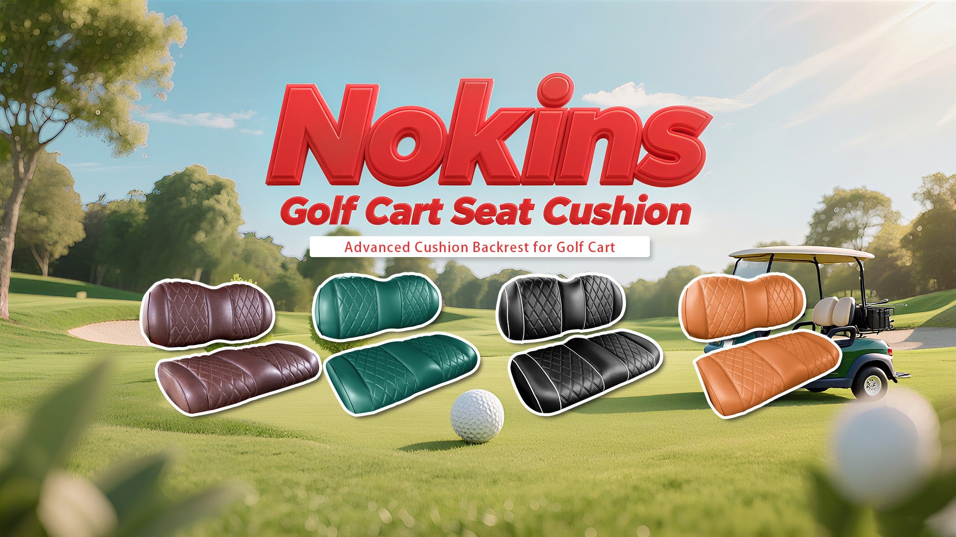 NOKINS Golf Cart Front Seat Kit | Fits Club Car Precedent 2012+/Tempo/Onward | Seat Back & Bottom, Black&White Piping