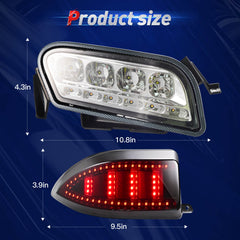 NOKINS Club Car Tempo LED Light Kit | Deluxe Headlights (Low/High Beam) | QC3.0 USB, Scanning Turn Signals, 20A Converter