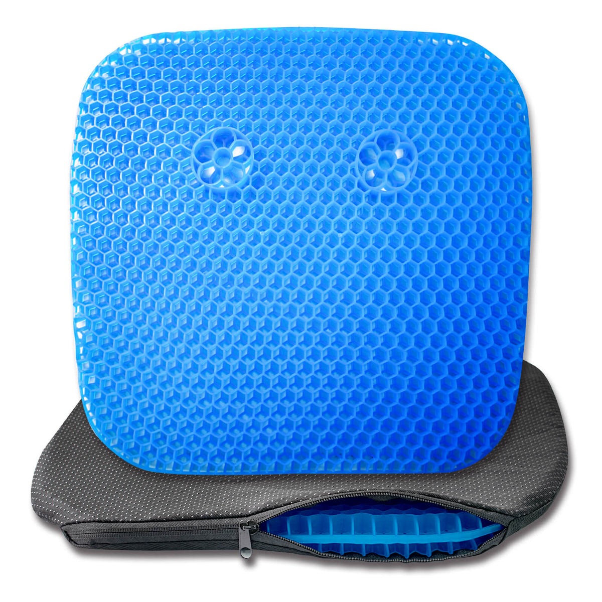 NOKINS Golf Cart Soft Gel Seat Cushion | Fits EZGO TXT/RXV, Club Car DS/Precedent, Yamaha | Thick, Breathable Honeycomb Design | Non-Slip Cover, Storage Bag (Blue, 1 PCS)