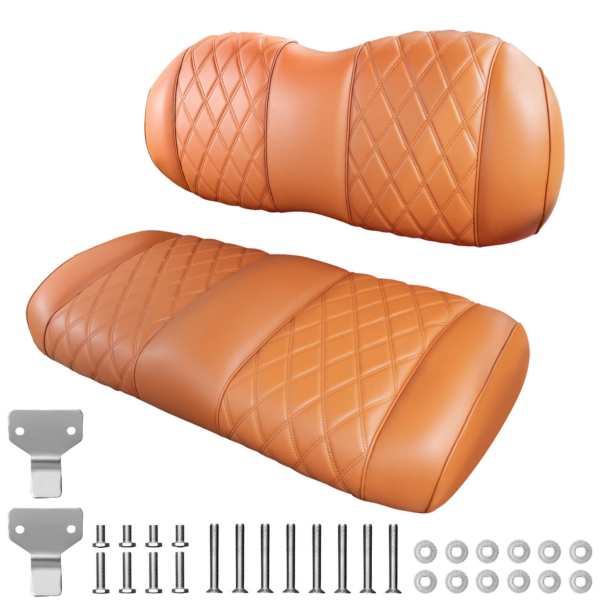 NOKINS Golf Cart Front Seat Kit | Fits Club Car Precedent 2012+/Tempo/Onward | Seat Back & Bottom, All Brown