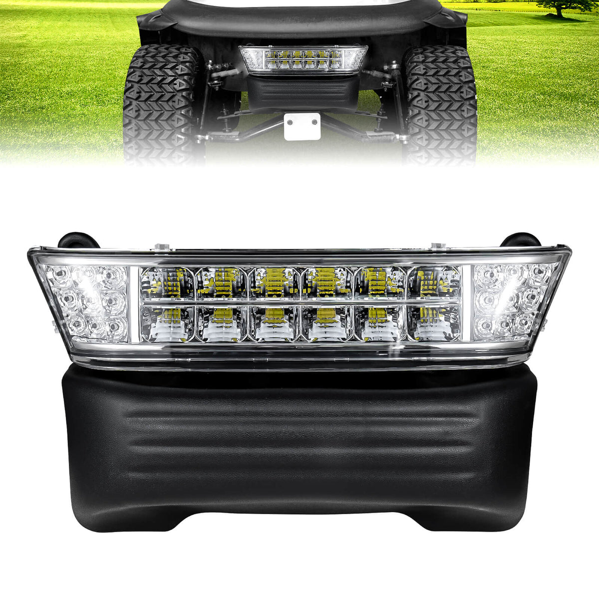 NOKINS 12V LED Headlight Kit with Bumper | Fits Club Car Precedent 2004-UP Electric