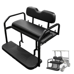NOKINS Golf Cart Rear Seat Kit, Back Flip Seat for Yamaha Drive/G29, 1.25-Inch Square Steel Frame, Integrated Seat Belt Mounts, UV-Resistant, High-Density Foam Padding(Black)