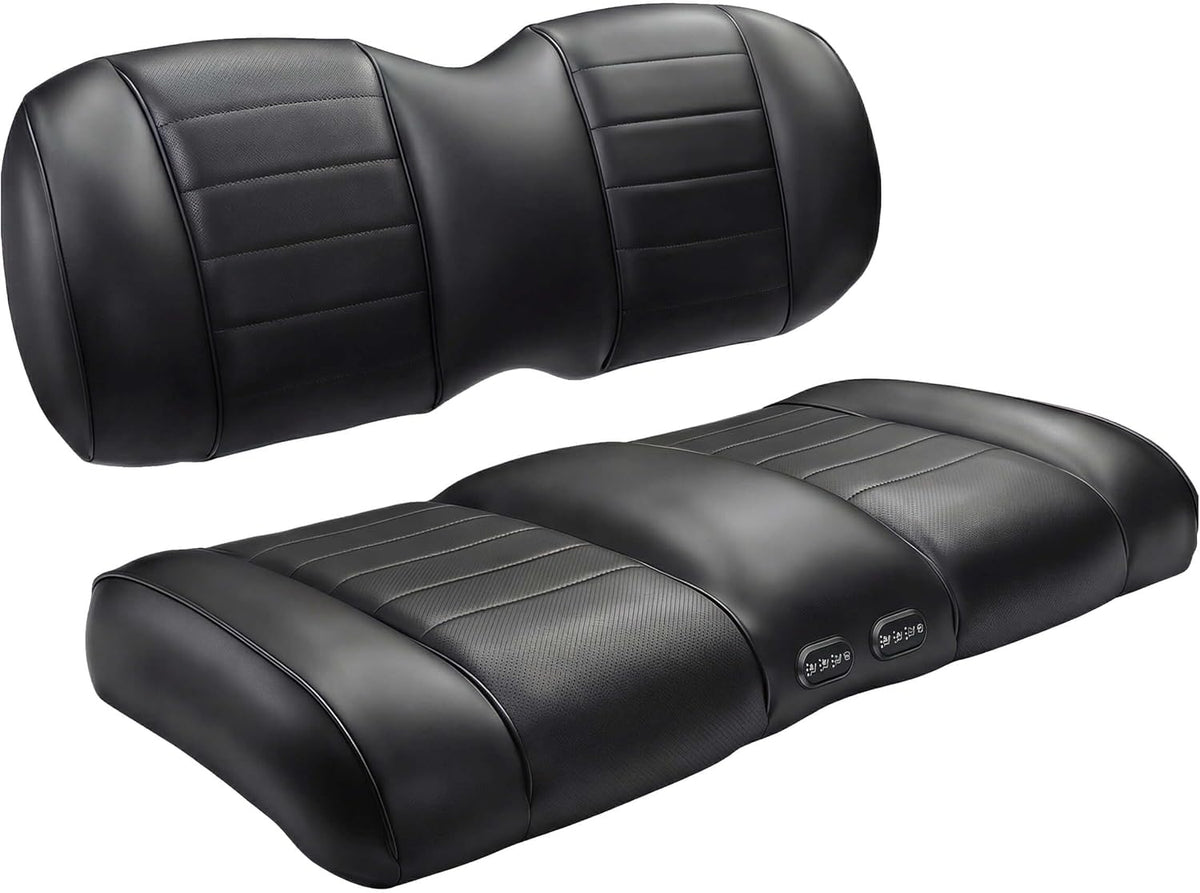 NOKINS Premium Golf Cart Seat Cushion & Backrest, Ventilated Vibrating Seat Pad with 3 Gears, Independent Control Panels for Driver & Passenger (For EZGO TXT/RXV)