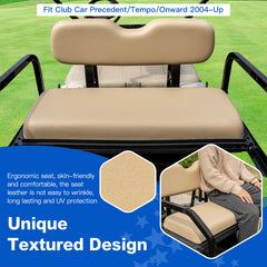 NOKINS Golf Cart Rear Seat Kit, Back Flip Seat for Club Car Precedent/Tempo/Onward 2004-Up, 1.25-Inch Square Steel Frame, Integrated Seat Belt Mounts, UV-Resistant, High-Density Foam Padding(Buff)