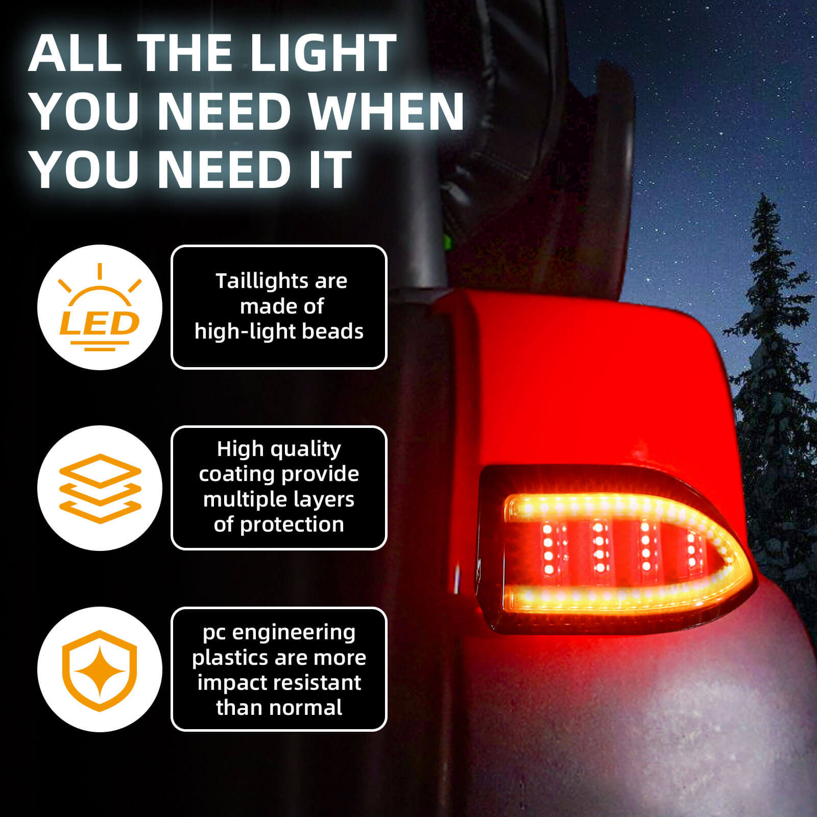 NOKINS Golf Cart LED Tail Lights | Fits Club Car Tempo/Precedent | Deluxe Brake Light | 12V Universal | Gas & Electric Models