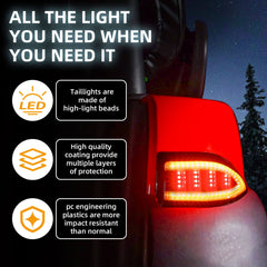 NOKINS Golf Cart LED Tail Lights | Fits Club Car Tempo/Precedent | Deluxe Brake Light | 12V Universal | Gas & Electric Models